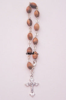 Bracelet Rosary. Olive wood, Mother of Pearl, and Hematite - Blest Art, Inc. 