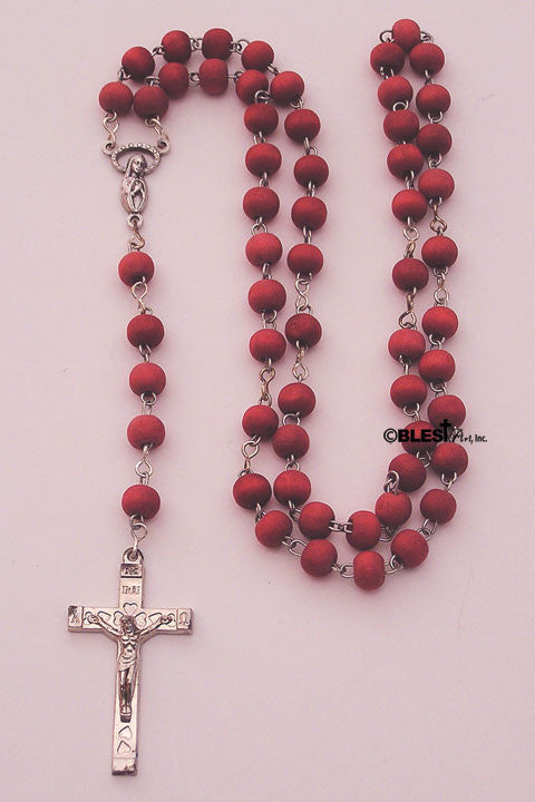 Rose-scented Rosary, With Latin Cross and an Icon of Mary, Size: 20.00" / 50.8 cm long - Blest Art, Inc. 