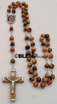 Olive wood Rosary, with metal Mary Icon
