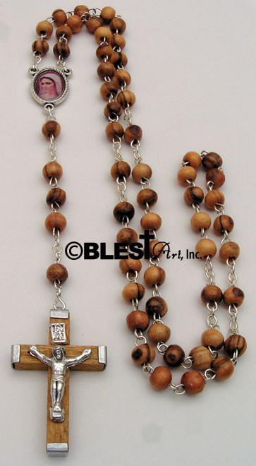 Olive wood Rosary, with metal Mary Icon