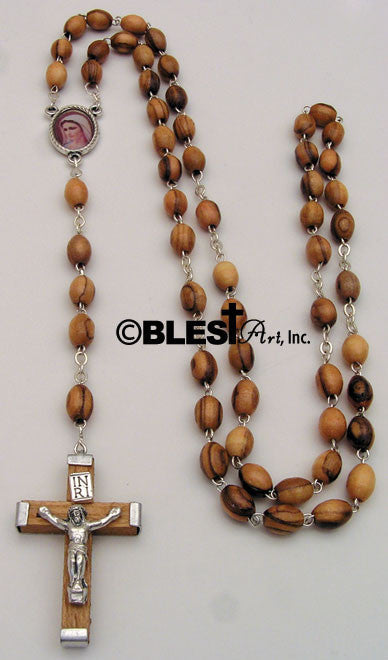 Olive wood Rosary, with metal Mary Icon