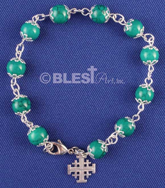 Different colors of Bracelet Rosary, Jerusalem Cross, 2.8" / 7 cm