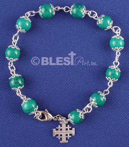 Different colors of Bracelet Rosary, Jerusalem Cross, 2.8" / 7 cm