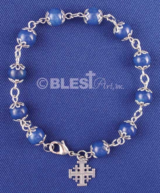 Different colors of Bracelet Rosary, Jerusalem Cross, 2.8" / 7 cm