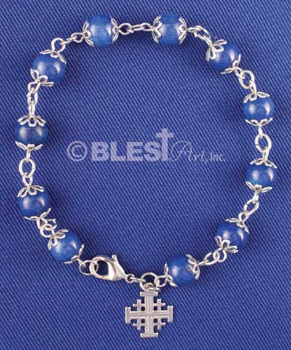 Different colors of Bracelet Rosary, Jerusalem Cross, 2.8" / 7 cm