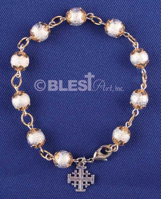 Different colors of Bracelet Rosary, Jerusalem Cross, 2.8" / 7 cm