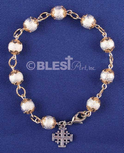 Different colors of Bracelet Rosary, Jerusalem Cross, 2.8" / 7 cm