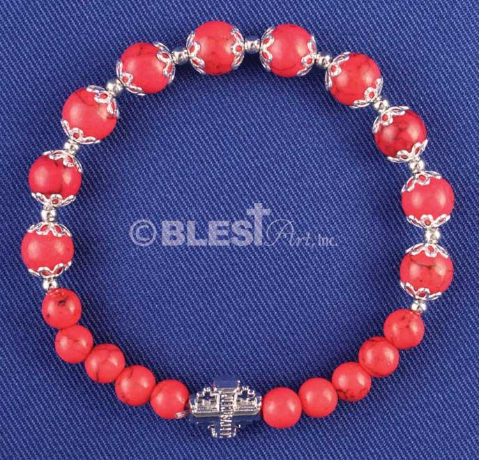 Different colors of Bracelet Rosary, Jerusalem Cross, 2.8" / 7 cm