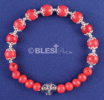 Different colors of Bracelet Rosary, Jerusalem Cross, 2.8" / 7 cm
