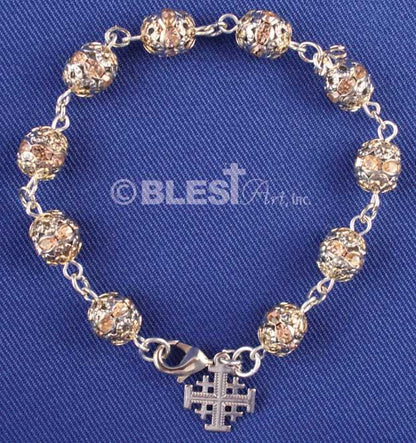 Different colors of Bracelet Rosary, Jerusalem Cross, 2.8" / 7 cm