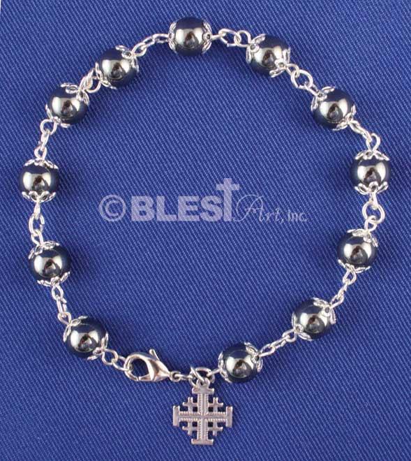 Different colors of Bracelet Rosary, Jerusalem Cross, 2.8" / 7 cm