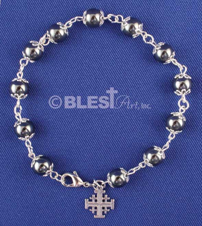 Different colors of Bracelet Rosary, Jerusalem Cross, 2.8" / 7 cm