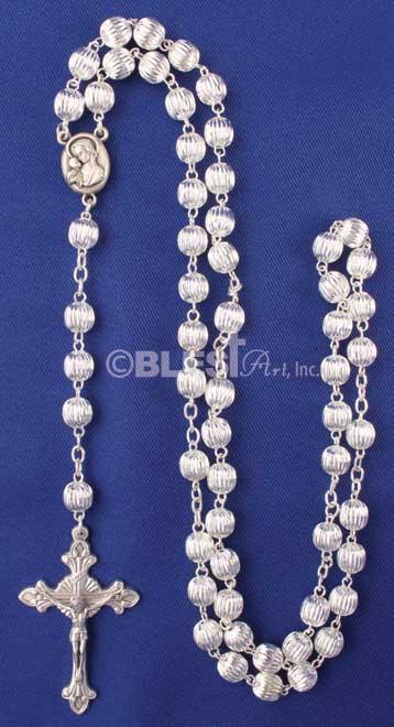 Silver Rosary with Soil from the Holy Land, Available in Different styles, Size: 19.7" / 50 cm