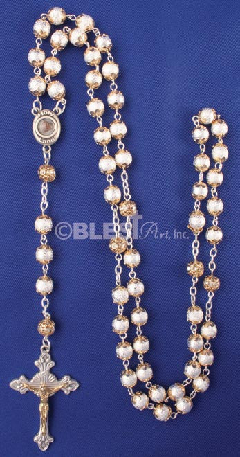 Silver Rosary with Soil from the Holy Land, Available in Different styles, Size: 19.7" / 50 cm