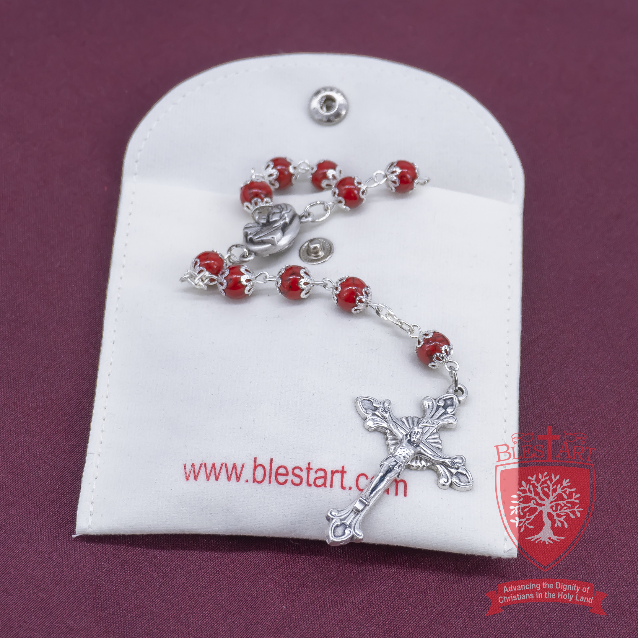 Silver Rosary, With gemstones and Soil from the Holy Land