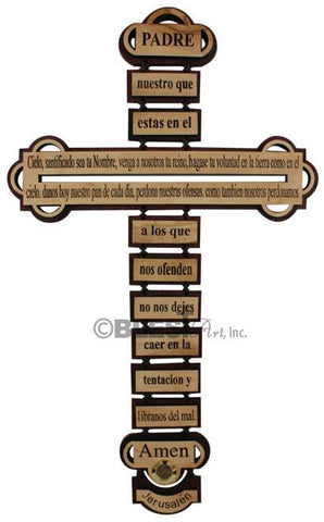 The Lord's Prayer Cross with Holy item. Available in English and Spanish Spanish, Size: 11.8"/ 30 cm - Blest Art, Inc. 