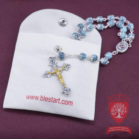 Silver Rosary, With gemstones and Soil from the Holy Land