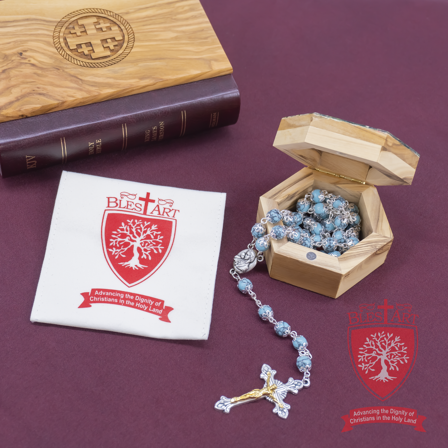 Silver Rosary, With gemstones and Soil from the Holy Land