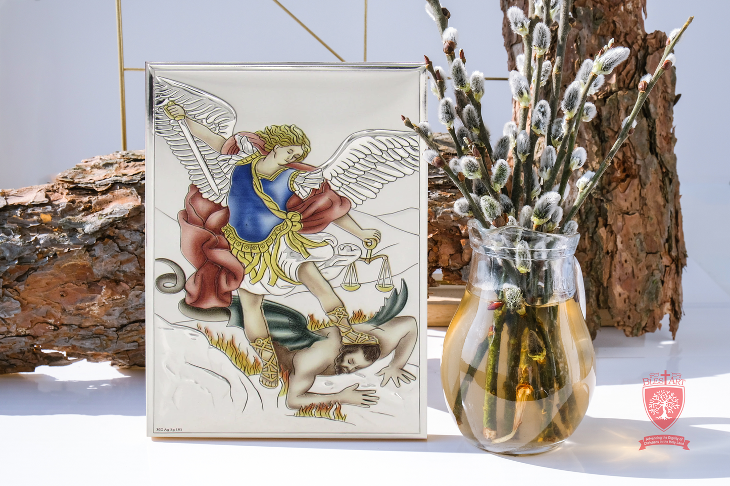 Icon of St. Michael the Archangel, Silver plated, Size: 4.8" X 8"